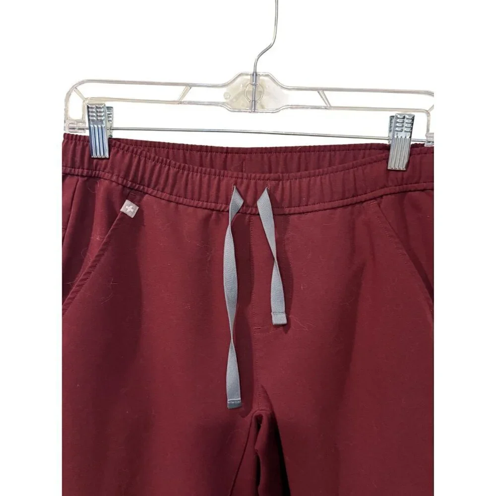 Figs Burgundy Mens Tansen Jogger Scrub Pants XS - Elastic Waist Adjustable Draws